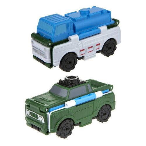 Внедорожник 1 TOY Transcar Double 2 в 1: Автоцистерна/Внедорожник (Т18285), 8 см, синий/зеленый/белый