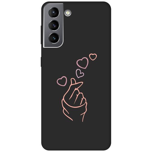 Матовый Soft Touch силиконовый чехол на Samsung Galaxy S21, Самсунг С21 с 3D принтом K-Heart черный матовый soft touch силиконовый чехол на samsung galaxy s21 самсунг с21 плюс с 3d принтом brain plus heart w черный