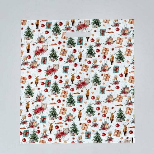 Пакет Рождественский вечер полиэтиленовый с вырубной ручкой 38х47 см 60 мкм 15 шт 731₽