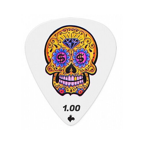 Медиатор, графика череп, толщина: 1.00, цвет белый GALLI STRINGS G37S.10