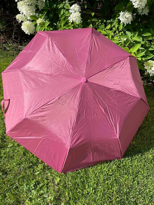 Зонт механика, 2 сложения, купол 85 см, 8 спиц, чехол в комплекте, для женщин, коралловый
