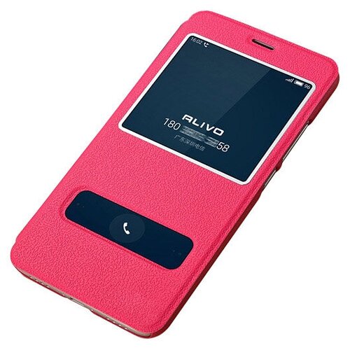 фото Чехол- книжка mypads для iphone 5/5s/se/5se с окошком для входящих вызовов и свайпом розовый