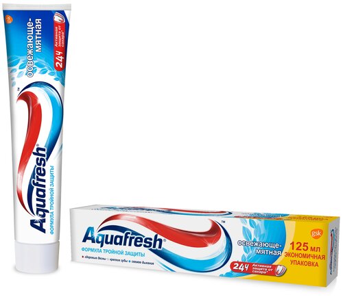 Aquafresh Зубная паста Aquafresh З+ Освежающе-мятная, 125мл 60000000042624, 2 шт.