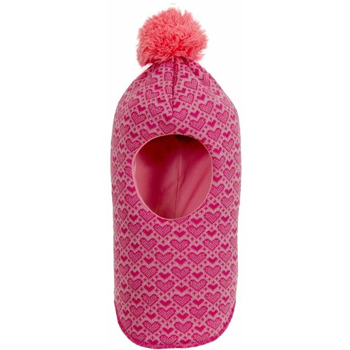 фото Балаклава шлем лапсипапси, демисезон/зима, шерсть, с помпоном, подкладка, размер 48/50, розовый