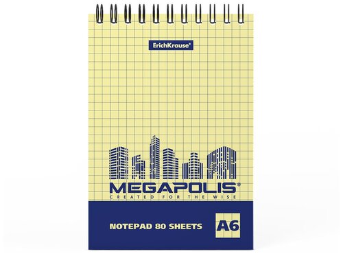 Блокнот ErichKrause Megapolis A6, 80 листов 49805, Желтый