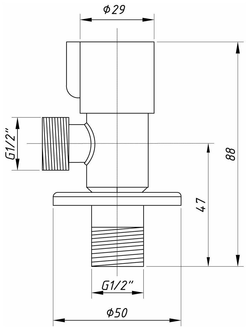 Комплект угловых кранов RM, 1/2" х 1/2", керамическая кран-букса, SUS304 - фотография № 5