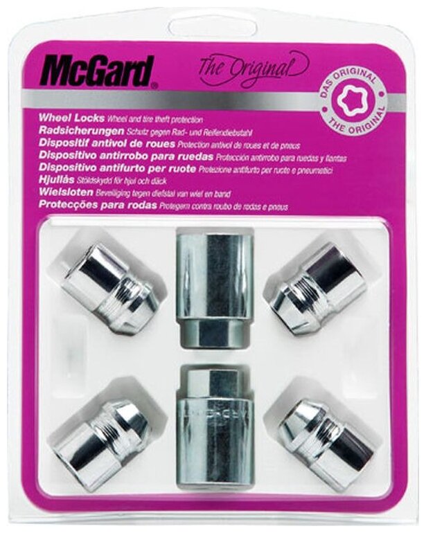 Гайки-секретки McGard 34195SU для Hyundai, Kia, Mazda M12x1.5 L32.5mm S21mm , конус, без кольца, 4 гайки 2 ключа