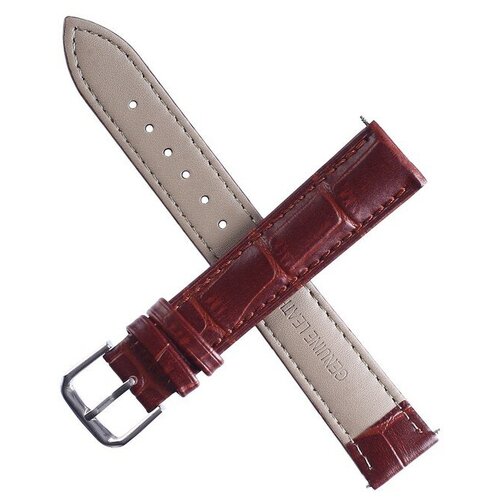 фото Ремешок для часов "bugert" 18 мм, натуральная кожа, l=20 см, коричневый, фактура крокодил 4394385 сима-ленд