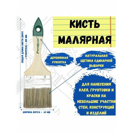 Кисть малярная плоская натуральная кисть