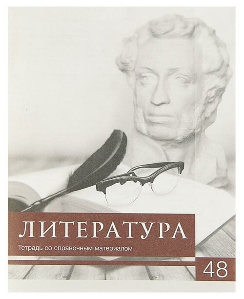 Тетрадь предметная «Чёрное-белое. Литература», 48 листов в линейку, со справочными материалами