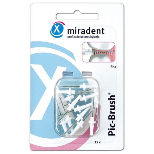 Ершики Miradent Pic-Brush refills White 0,7 мм - 12 шт набор miradent pic brush set pink один ершик ручка розовая