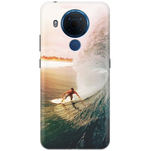 фото Ультратонкий силиконовый чехол-накладка для nokia 5.4 с принтом "серфер" gosso
