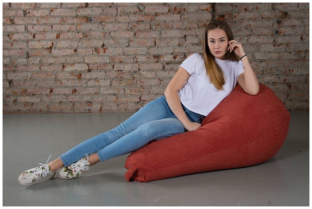 Бескаркасное кресло мешок boss Lounge Red XXL Шенилл - фотография № 4