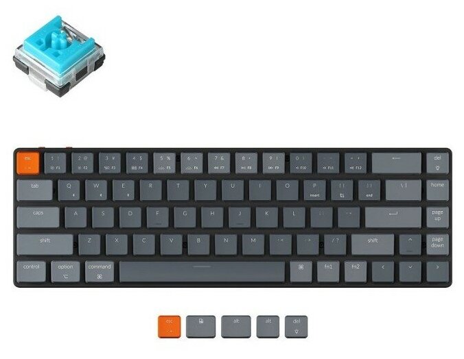 Беспроводная механическая ультратонкая клавиатура Keychron K7 с русской раскладкой 68 клавиши RGB подсветка Blue Switch