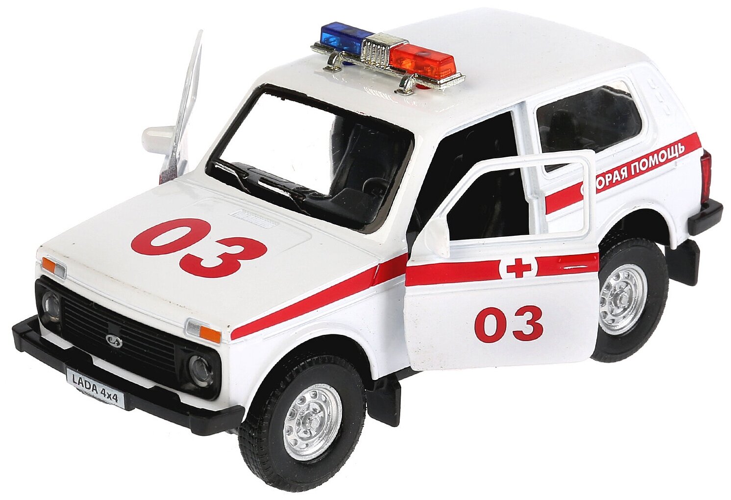 Внедорожник ТЕХНОПАРК Lada 4x4 Скорая помощь (LADA4X4-AMB-SL) 1:32 12 см