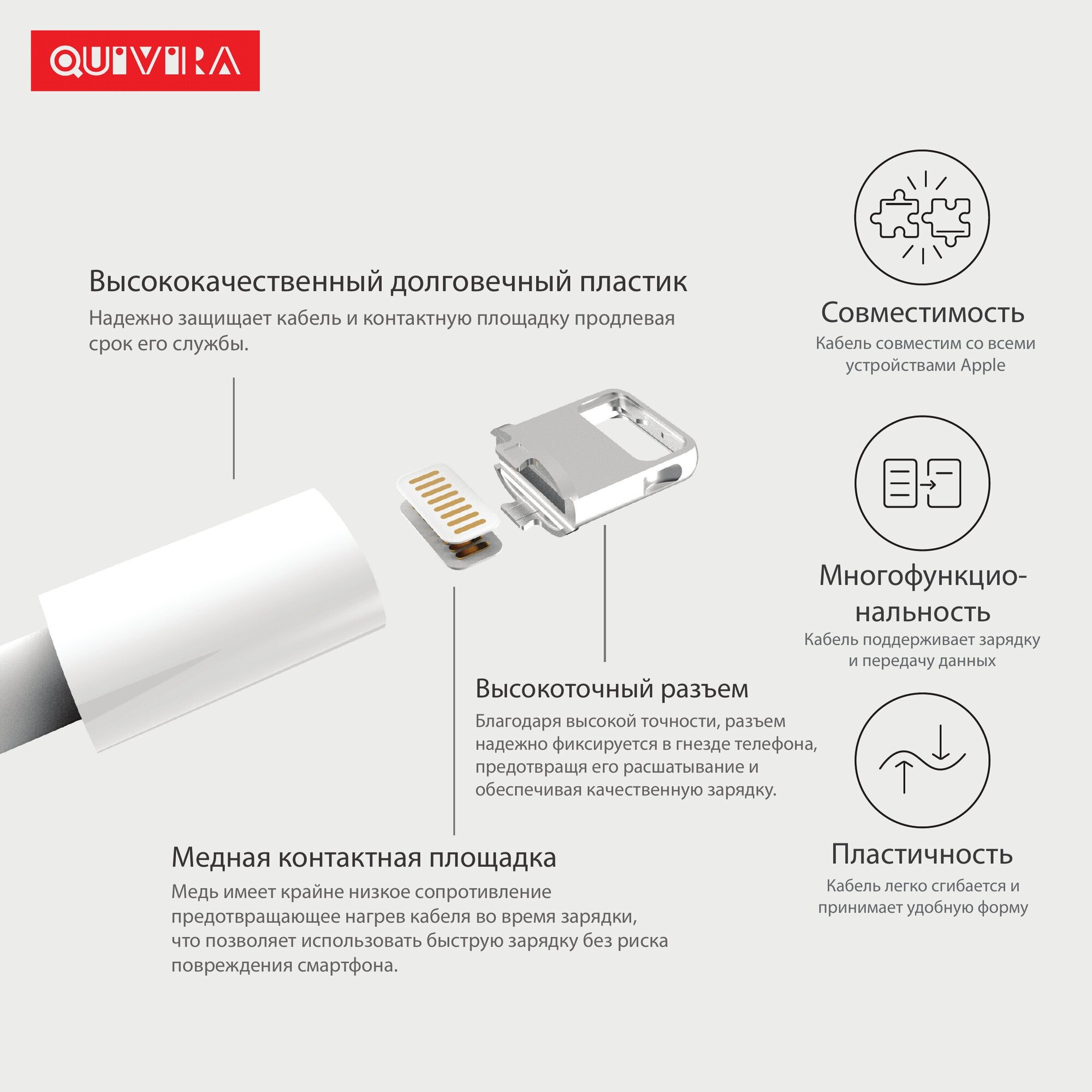 Кабель для зарядки iPhone, iPad, iPod, AirPods Lightning-USB (2м), провод зарядки айфон