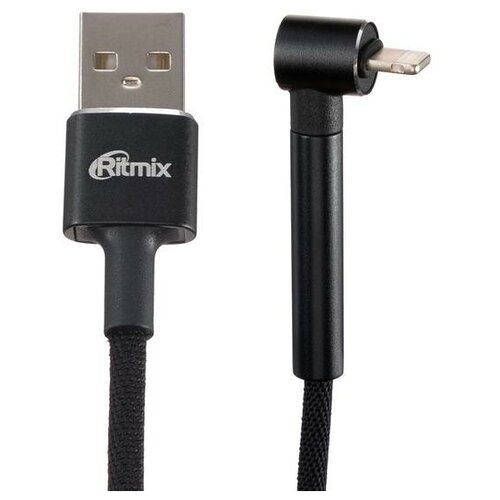 Кабель Ritmix RCC-423 Gaming, Lightning - USB, 2 А, 1 м, чёрный кабель ritmix usb microusb gaming rcc 413 1 м 1 шт black