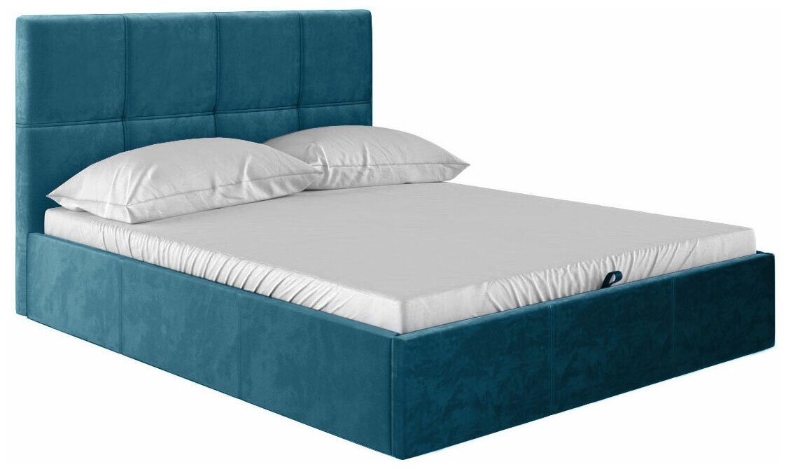 Кровать с подъемным механизмом Первый Мебельный Вивальди Синий, велюр 160х200 см