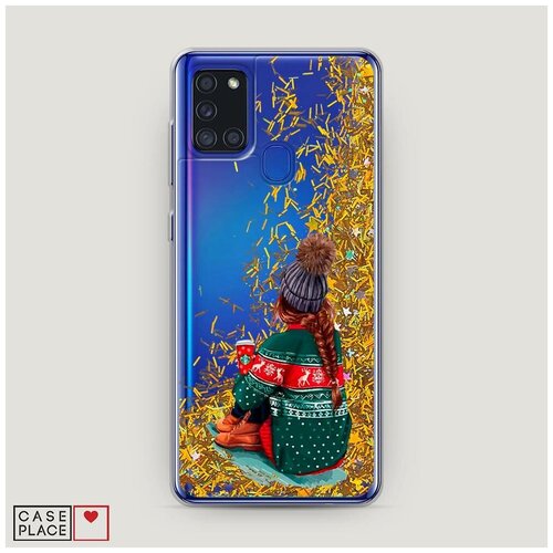 фото Чехол жидкий с блестками samsung galaxy a21s winter dreams case place