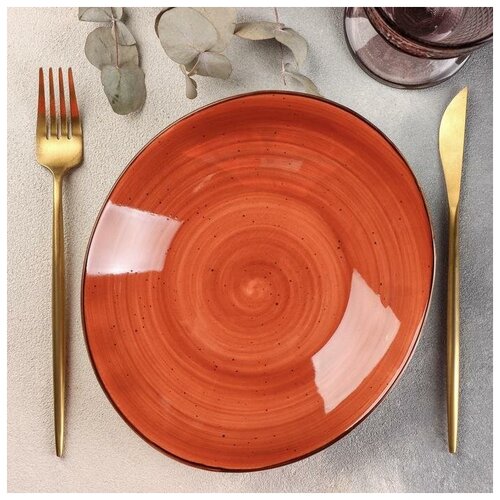 Блюдо керамическое сервировочное «Сапфир», 22×19,5×3,5 см, цвет оранжевый (1шт.)