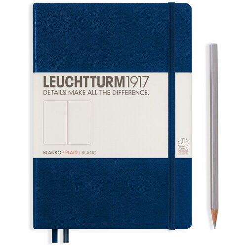 Записная книга Leuchtturm1917 342924 темно-синий A5, 124 листа, темно-синий, цвет бумаги бежевый блокнот leuchtturm1917 medium а5 аквамарин в линейку