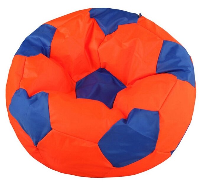 Кресло-мешок Мяч Пазитифчик оранжево-синий (экокожа) 90х90 см