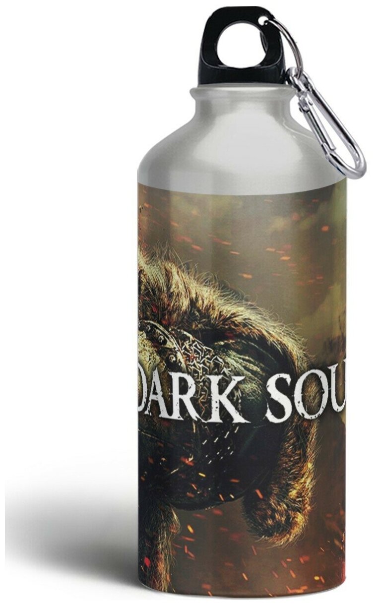 Бутылка спортивная,туристическая фляга, 500мл с карабином Dark souls