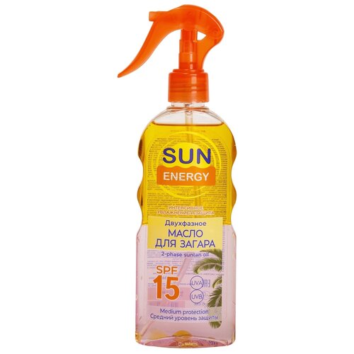 Двухфазное масло для загара SUN ENERGY SPF15, 200 мл
