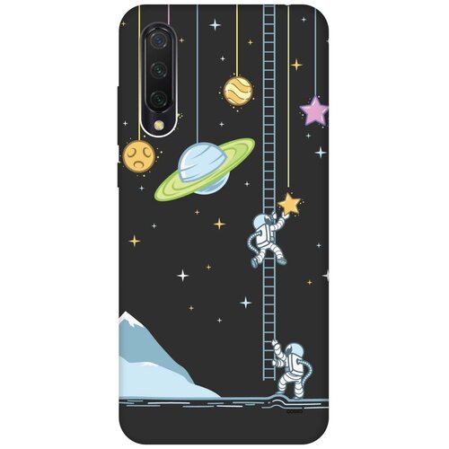 фото Силиконовая чехол-накладка silky touch для xiaomi mi 9 lite / cc9 с принтом "ladder into space" черная gosso