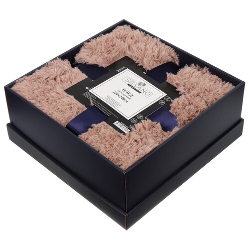 Плед евростандарт, 220х240 см, искусственный мех, Silvano, пыльно-розовый