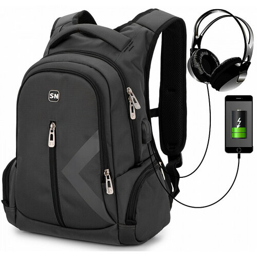 Школьный рюкзак для мальчиков подростков SkyName 90-136 серый с анатомической спинкой и USB выход