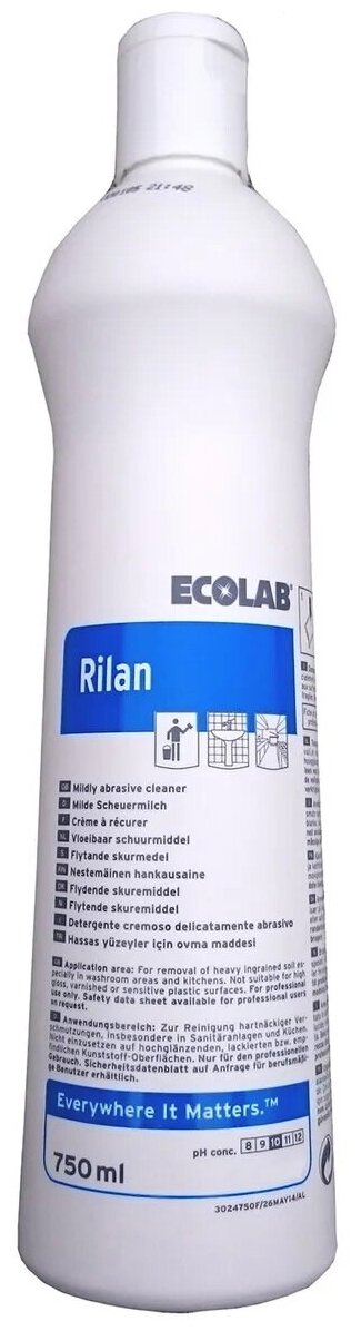 Ecolab Rilan профессиональное абразивное средство для керамических поверхностей 750 мл