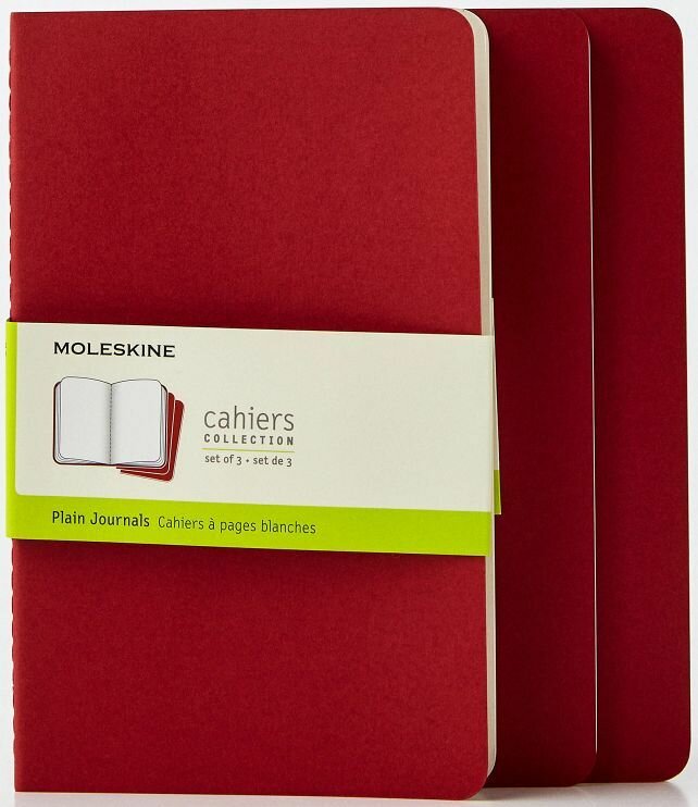 Блокнот Moleskine CAHIER JOURNAL CH118 13х21 см обложка картон 80стр. без линовки, клюквенный (3шт)