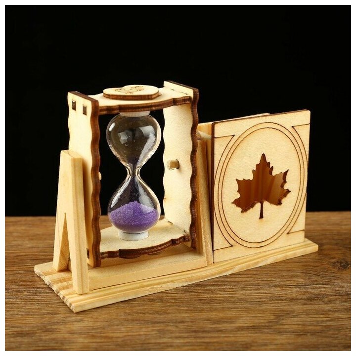 Песочные часы "Кленовый лист", сувенирные, с карандашницей, 10 х 13,5 см,