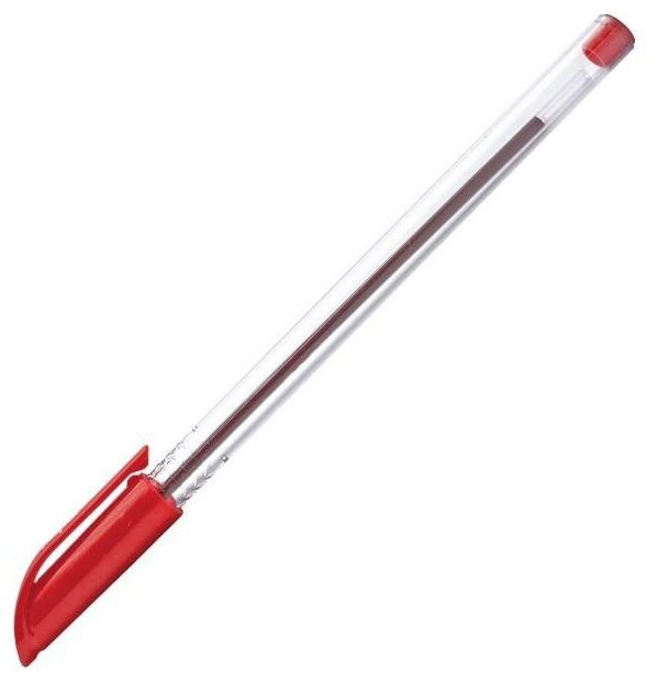 Ручка шариковая прозрачный корпус масляные чернила 0.5 мм красная