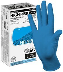Перчатки смотровые Heliomed Manual High Risk HR419, 25 пар, размер: L, цвет: синий