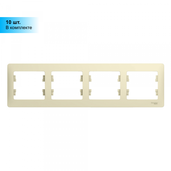 Рамка GLOSSA 4 поста горизонтальная бежевая Schneider electric - фото №1