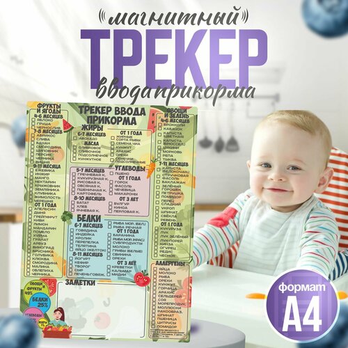 Магнитный трекер ввода прикорма по месяцам для малышей 380₽