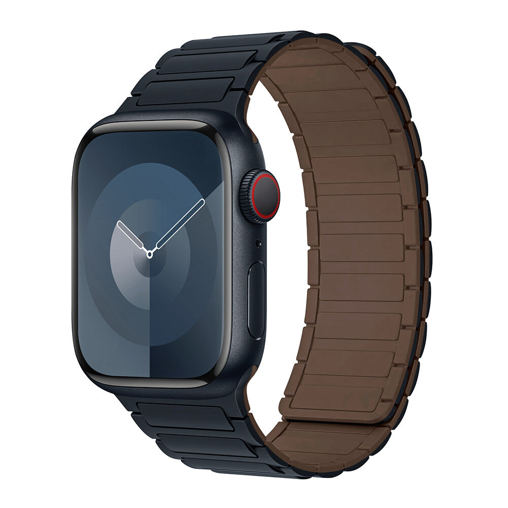 Ремешок Soft-Touch для Apple Watch с магнитным креплением 42/44/45/46/49 мм Темно-синий-Коричневый