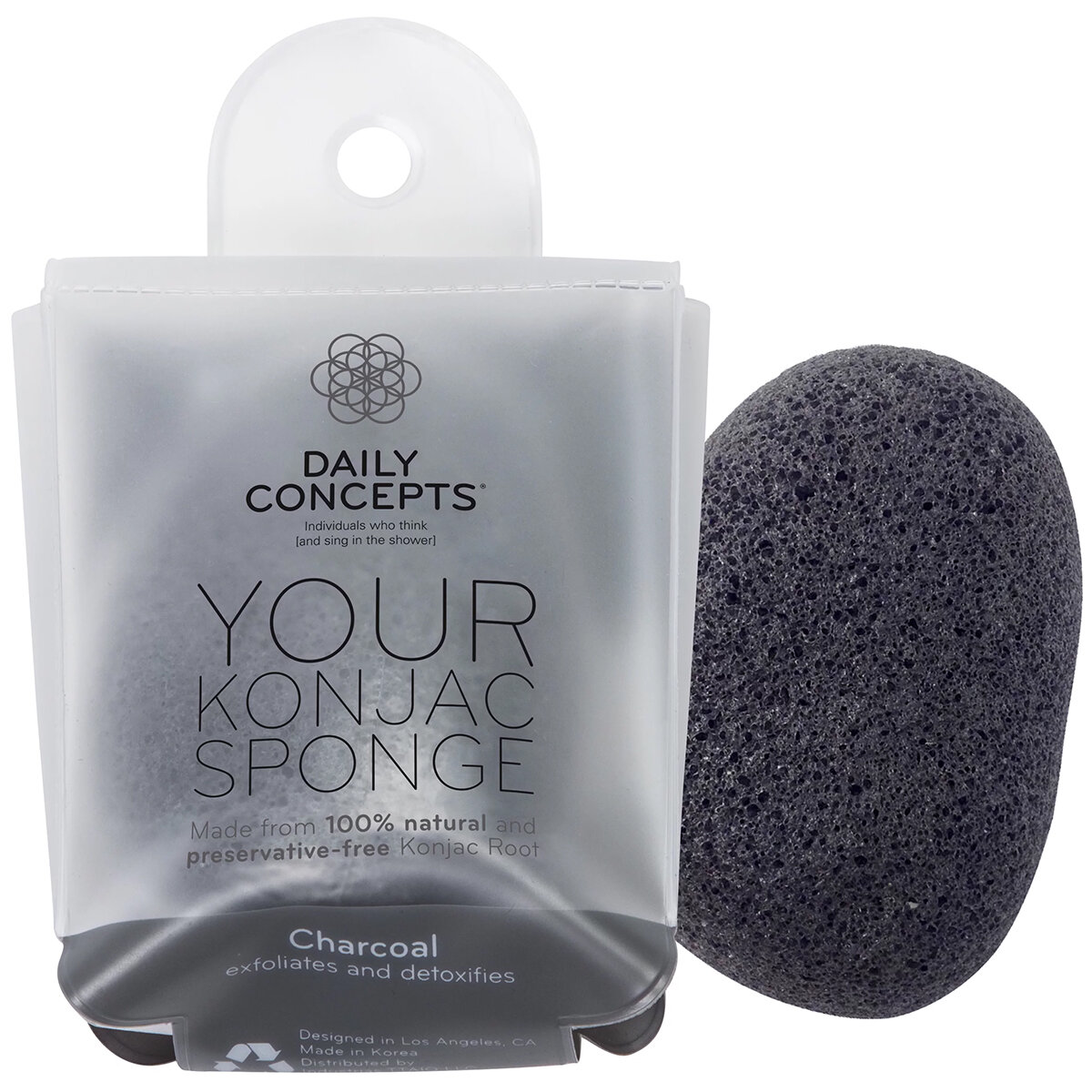 Спонж для умывания лица Daily Concepts Daily Konjac Sponge Charcoal, 1 шт