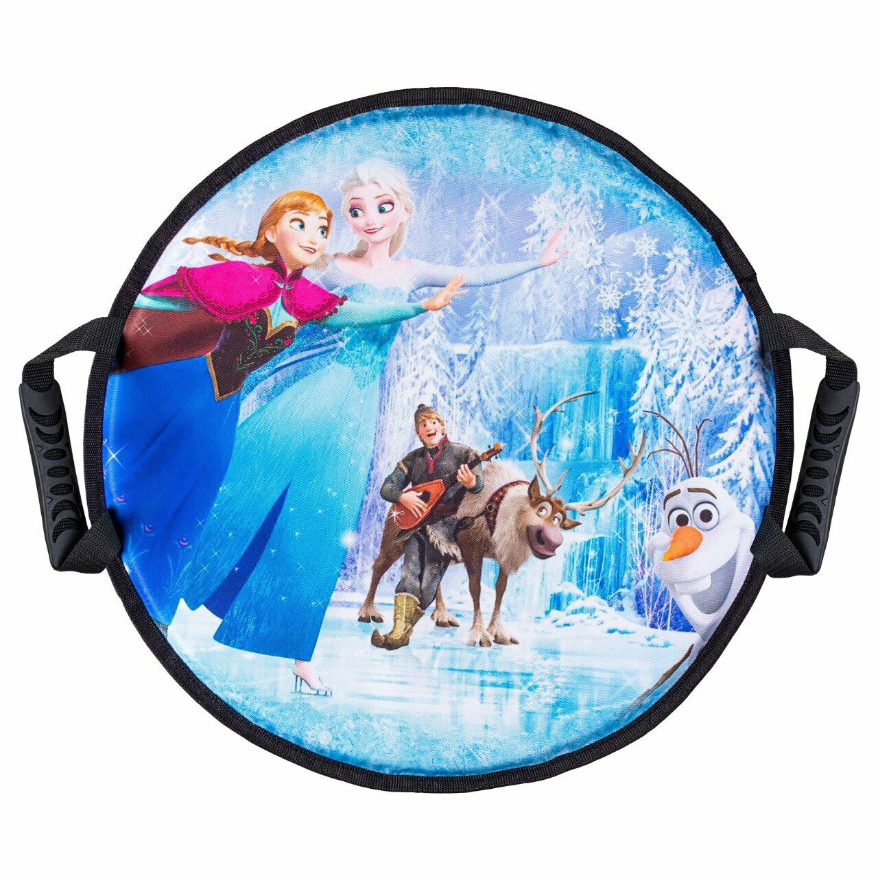 Мягкая круглая одноместная ледянка с ручками 55 см Холодное сердце1