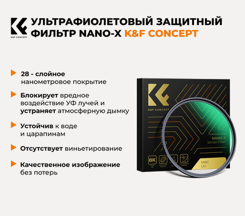Изображение товара Светофильтр K&F Concept Nano-X MC UV 72 мм