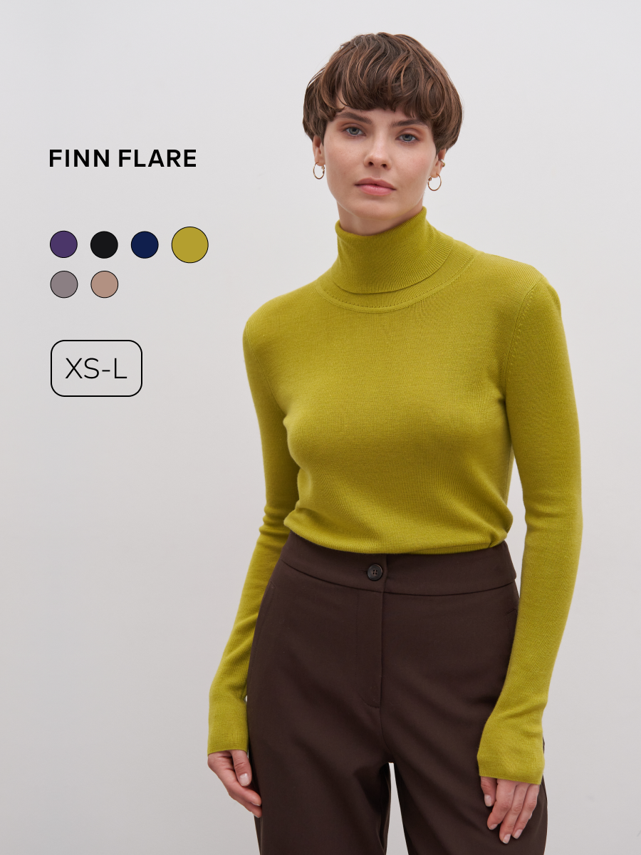 Водолазка FINN FLARE Лонгслив, размер XS, , светло-оливковый