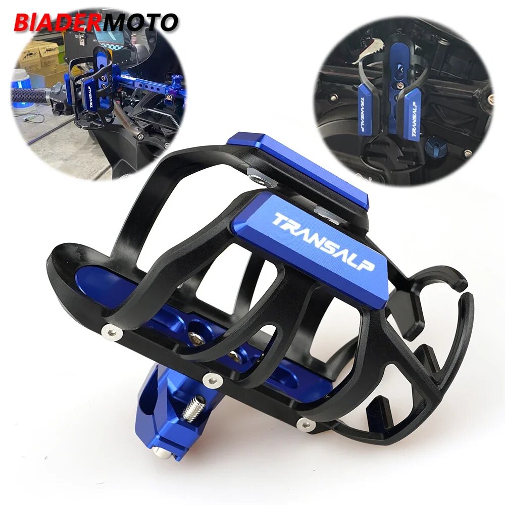 Для Honda TRANSALP 600 XL700V 700 XL 650 VY/V1-V7 Transalp 2023 новая мотоциклетная алюминиевая + резиновая бутылка для напитков и воды, Черный — фото 1