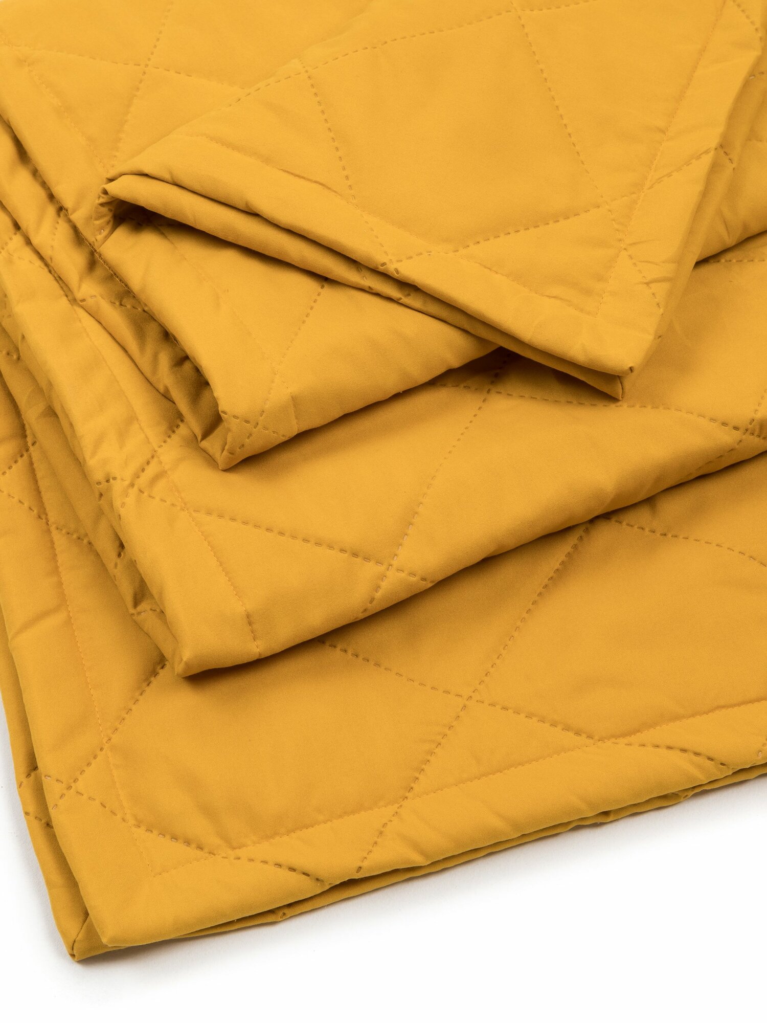 HILLSON Покрывало на кровать, диван 120х200 лофт цвет горчичный, стеганое, поликоттон — фото 1