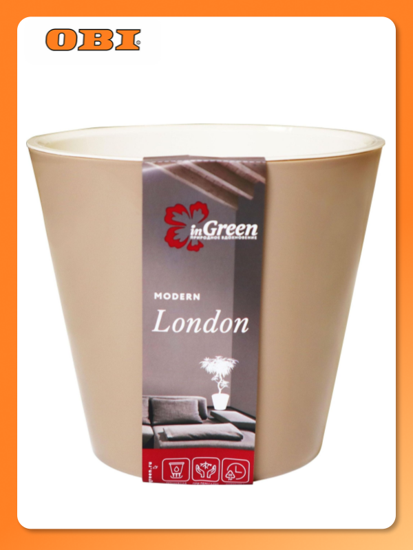 Горшок InGreen London d23 см 5 л полипропиленовый молочный шоколад