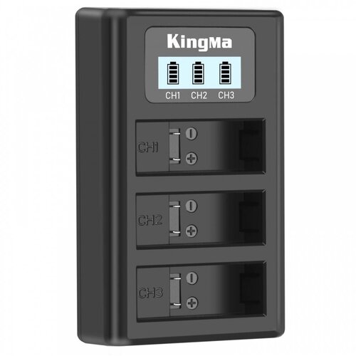 ЗУ KingMa на 3 акб GoPro 5 с цифровым дисплеем комплект зу kingma на 2 акб с дисплеем 2 акб gopro 9 10