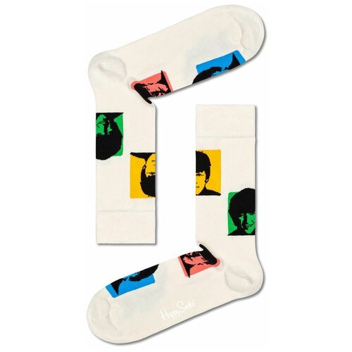 фото Носки happy socks, размер 25, бежевый, белый, мультиколор, розовый
