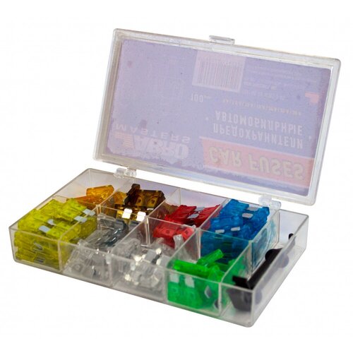 ABRO FU-AI381-2-AS Набор предохранителей флажковых № 2 (5, 7.5, 10, 15, 20, 25, 30 А) Abro Masters 100 шт.