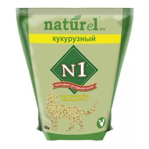 n1 комкующийся наполнитель naturel кукурузный на 17 5л 7 000 кг 35916 N1 Комкующийся наполнитель Naturel Кукурузный на 4,5л | Naturel 1,81 кг 22889 (2 шт)